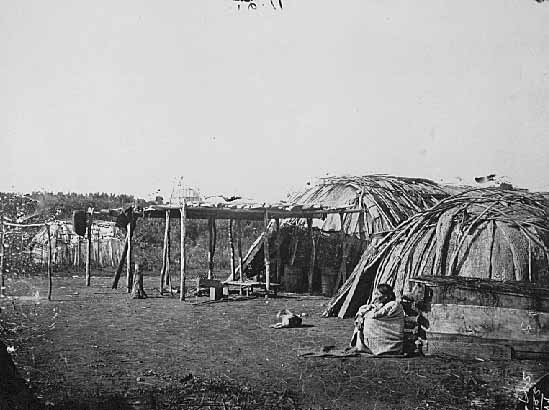 Ho-Chunk woman and basswood wigwam | MNopedia