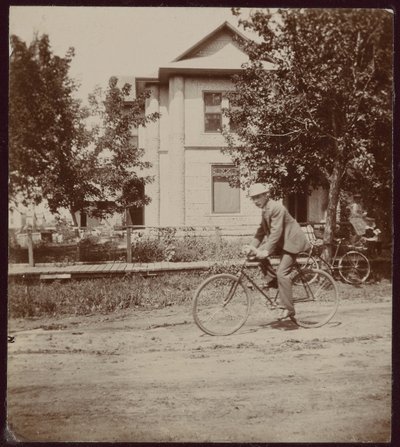 Theodore Palmer on a bicycle