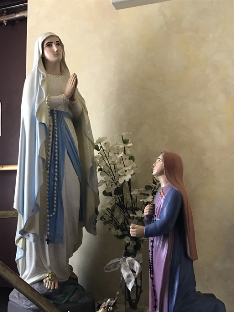 Sculptures of the Virgin Mary (at left) and St. Bernadette (Bernadette ...