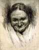 "Old Woman looking down," c.1885. Etching by Robert Koehler. 