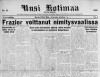 Front page of Uusi Kotimaa, July 7, 1922