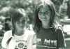 Black and white photograph of two campers at Dick Butwin Day Camp, 1986.