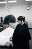 Black and white photograph of Jack Baker and James Michael McConnell applying for a marriage license in Minneapolis, 1970.