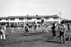 Hmong young people playing volleyball on the playground at Western and I-94, St. Paul, ca. 1980s. Photo by Michael Kieger.