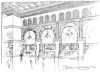 A design sketch by Harvey Ellis for the interior of a bank, probably the Germania. The sketch was published in Western Architect (February 1904) and reproduced in Minnesota History 40, no. 3 (Fall 1966): 101.