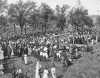 Black and white photograph of a crowd listening to Theodore Roosevelt at State Fair, 1912. 