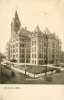 Black and white photograph of the second Ramsey County courthouse, c.1908. This view is looking northeast. The Victory parking ramp later occupied this space.