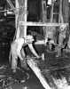 Black and white photograph of Splitting Granite, c.1938.