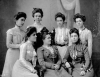 Black and white photograph of Mary T. Hill with her daughters, c.1900.