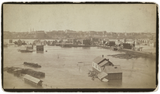 Looking north across the Flats during a flood