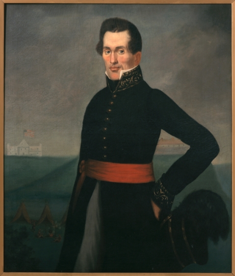 Oil-on-canvas portrait of Indian Agent Lawrence Taliaferro painted c.1830. Artist unknown. 