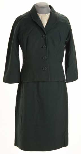 Color image of a Northwest Airlines flight attendant's uniform, designed by Mae Hanauer of New York, c.1965.