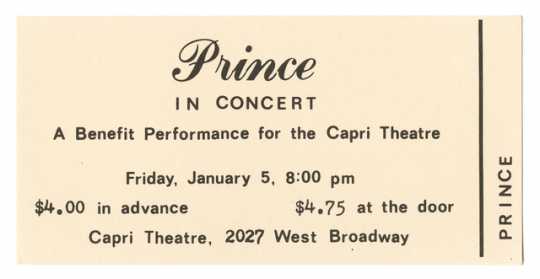 Ticket to first Prince concert