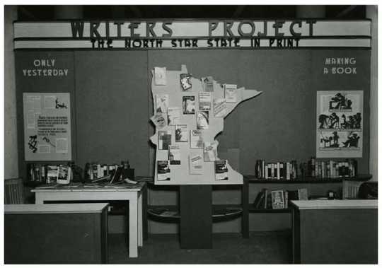 Writers Project booth, Works Progress Administration exhibit, State Fair