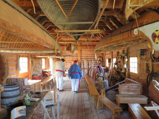 Interior of the canoe warehouse at Grand Portage