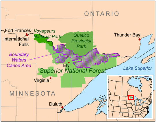 Boundary Waters Canoe Area Wilderness BWCAW MNopedia   768px Bwca Map 