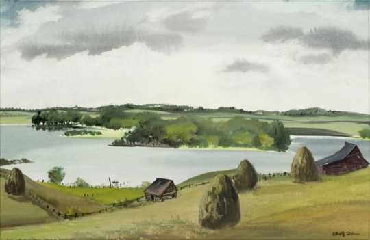 Northern Minnesota Lake, watercolor on paper by Adolf Dehn, 1950.