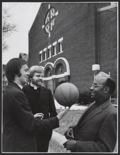 Rev. Dale Anderson outside Pilgrim Baptist Church