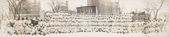 Black and white photograph of West Publishing Company employees, St. Paul Winter Carnival, 1916. 