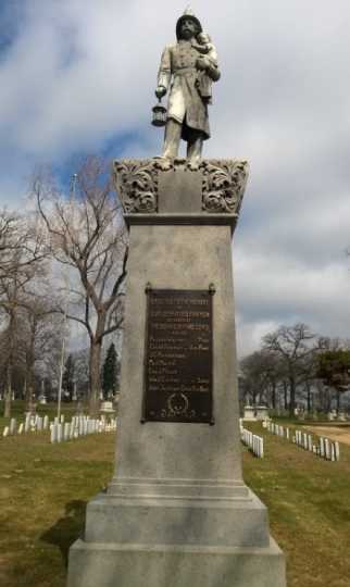 Color image of Firefighter monument, 2014. 