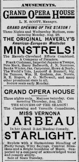 Advertisement of the opening of the St. Paul Grand Opera House’s 1888 season