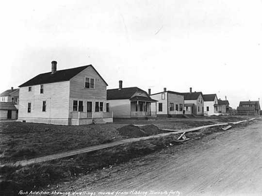 Park Addition showing dwellings moved from Hibbing townsite Forty.