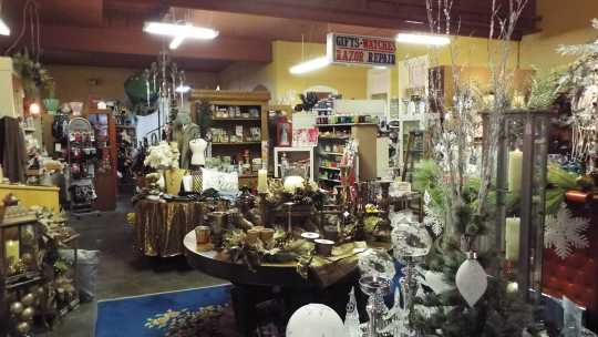 Color image of Christmas decorations in Willow and Ivy Gift Shop in Crookston city hall, 2016. 