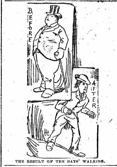 Black and white scan of "The result of ten days' walking." Minneapolis Journal, April 20, 1889. 