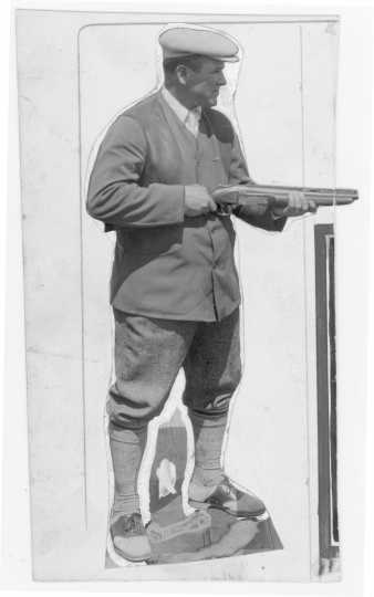 Wilford "Captain Billy" Fawcett with a trapshooting shotgun. Fawcett captained the U.S. trapshooting team at the 1924 Olympics