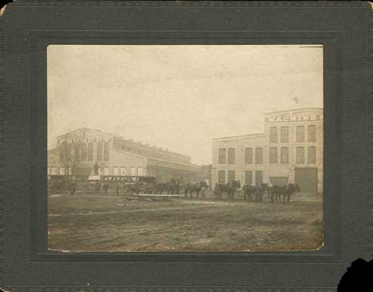 Black and white photograph of Minneapolis-Moline, Lake Street and Minnehaha, Minneapolis, c.1895.