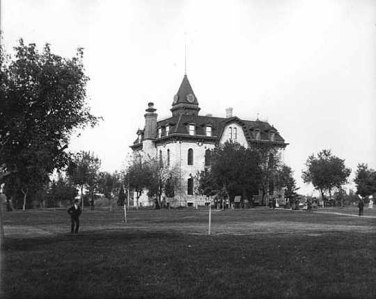 Black and white photograph of Willis Hall, Carleton College, ca. 1890s. 