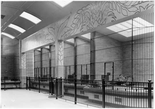 Photograph of an interior mural by Ingrid Edwards, Duluth Zoo, Duluth, ca. 1939.