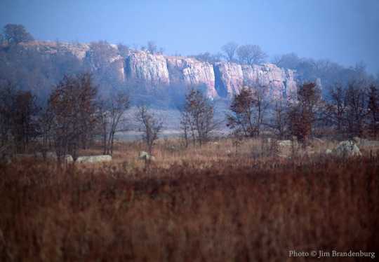 Color image of a Bison jump site at Blue Mounds State Park, 1995.