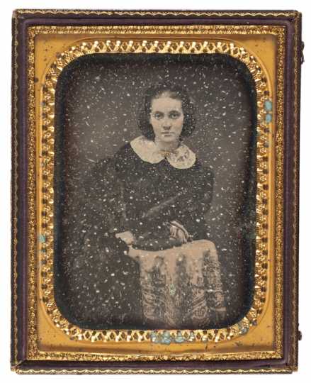 Black and white daguerreotype of Sarah Jane Steele Sibley, wife of Henry H. Sibley, c.1848.