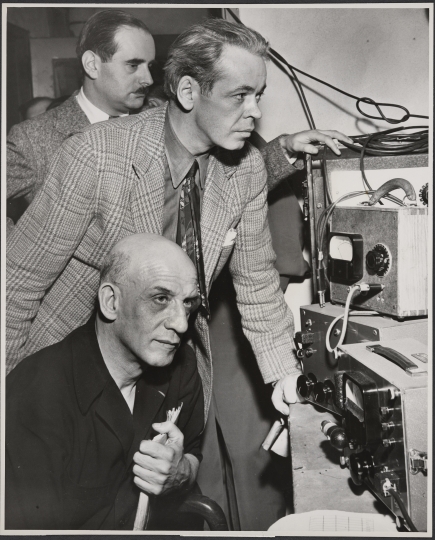 Dimitri Mitropoulos in a recording studio